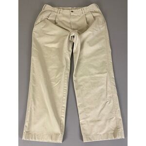 Haggar Chino Pants Mens 36x29 (Fit 34x27) Beige Pleated Front Casual Cotton